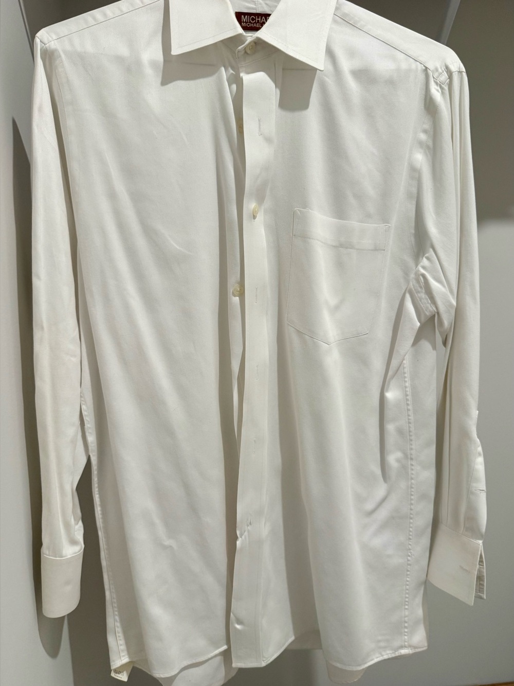Michael Kors Men's White Long-Sleeve Dress Shirt
